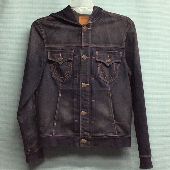TRUE RELIGION HOODED DENIM JACKET SIZE SMALL